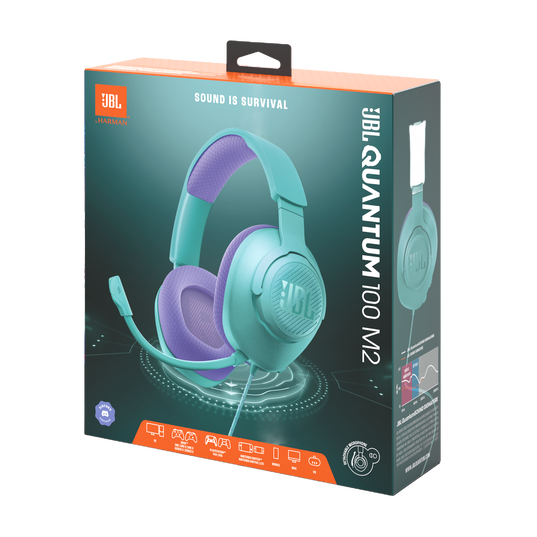 JBL Quantum 100M2 - Cyan - Wired over-ear gaming headset with detachable mic and mute option - Detailshot 15
